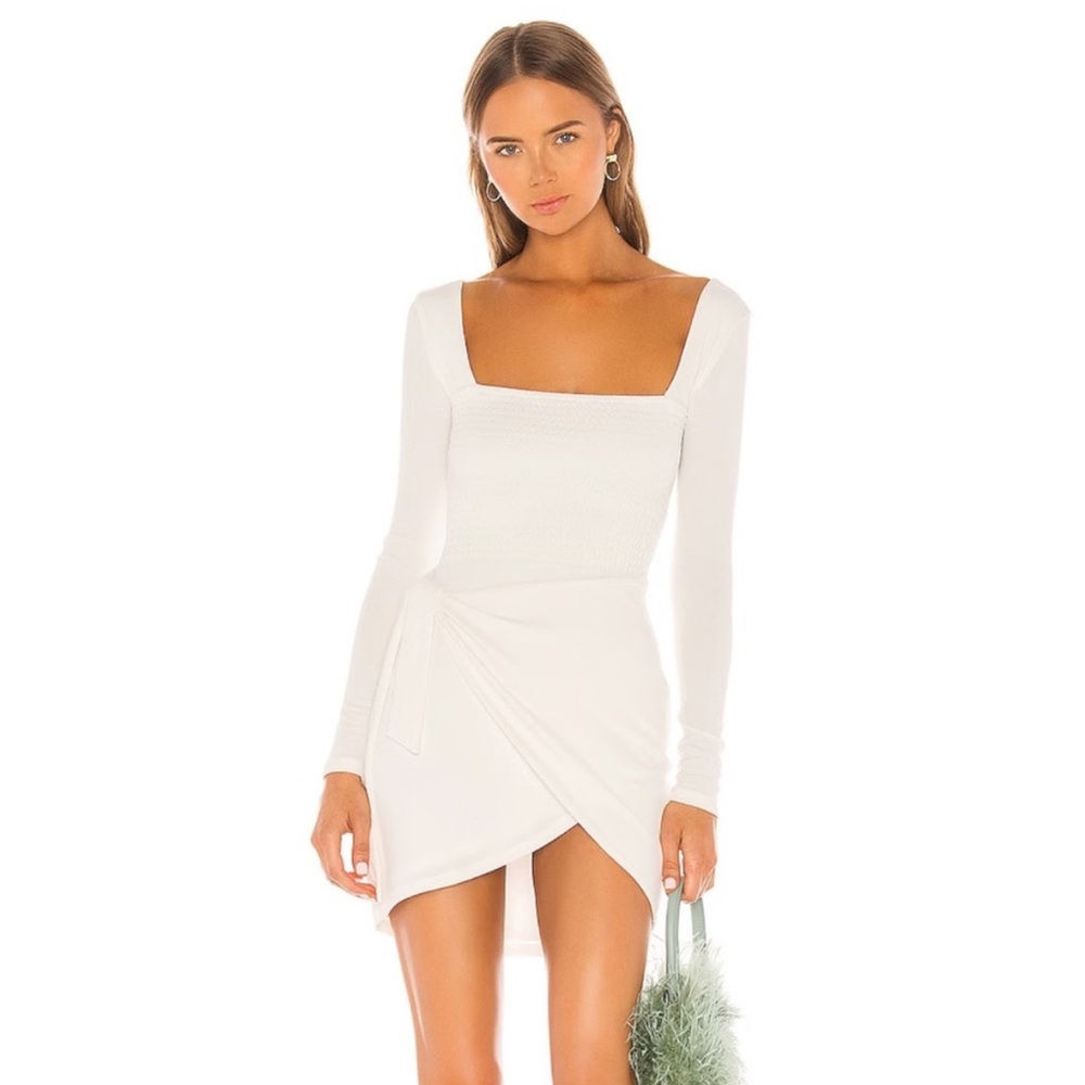 Lovers + Friends White Dress size small smocked wrap dress